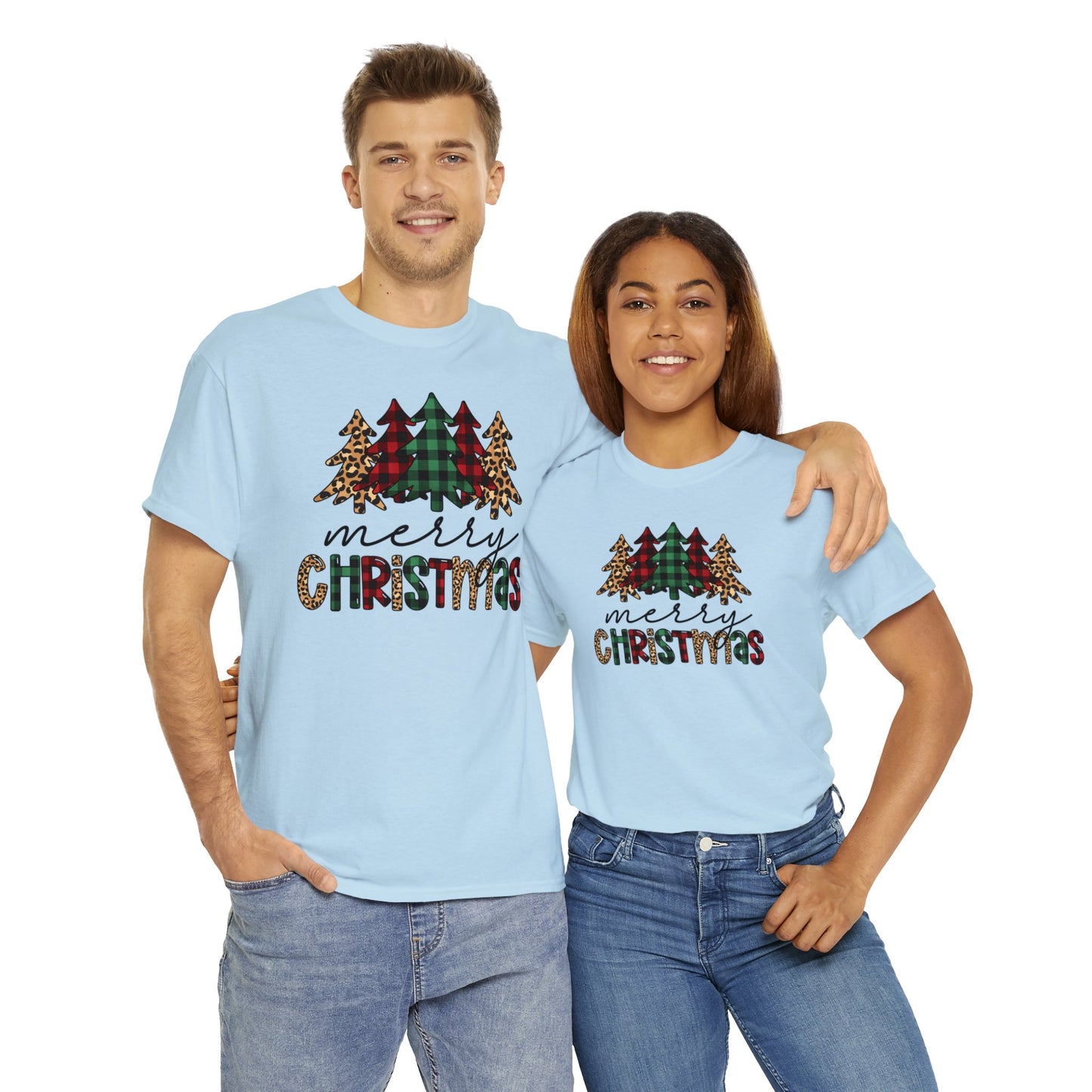 Merry Christmas Plaid Trees Short Sleeve Tee