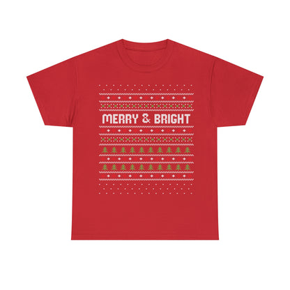 Merry and Bright Christmas Ugly Sweater Short Sleeve Tee