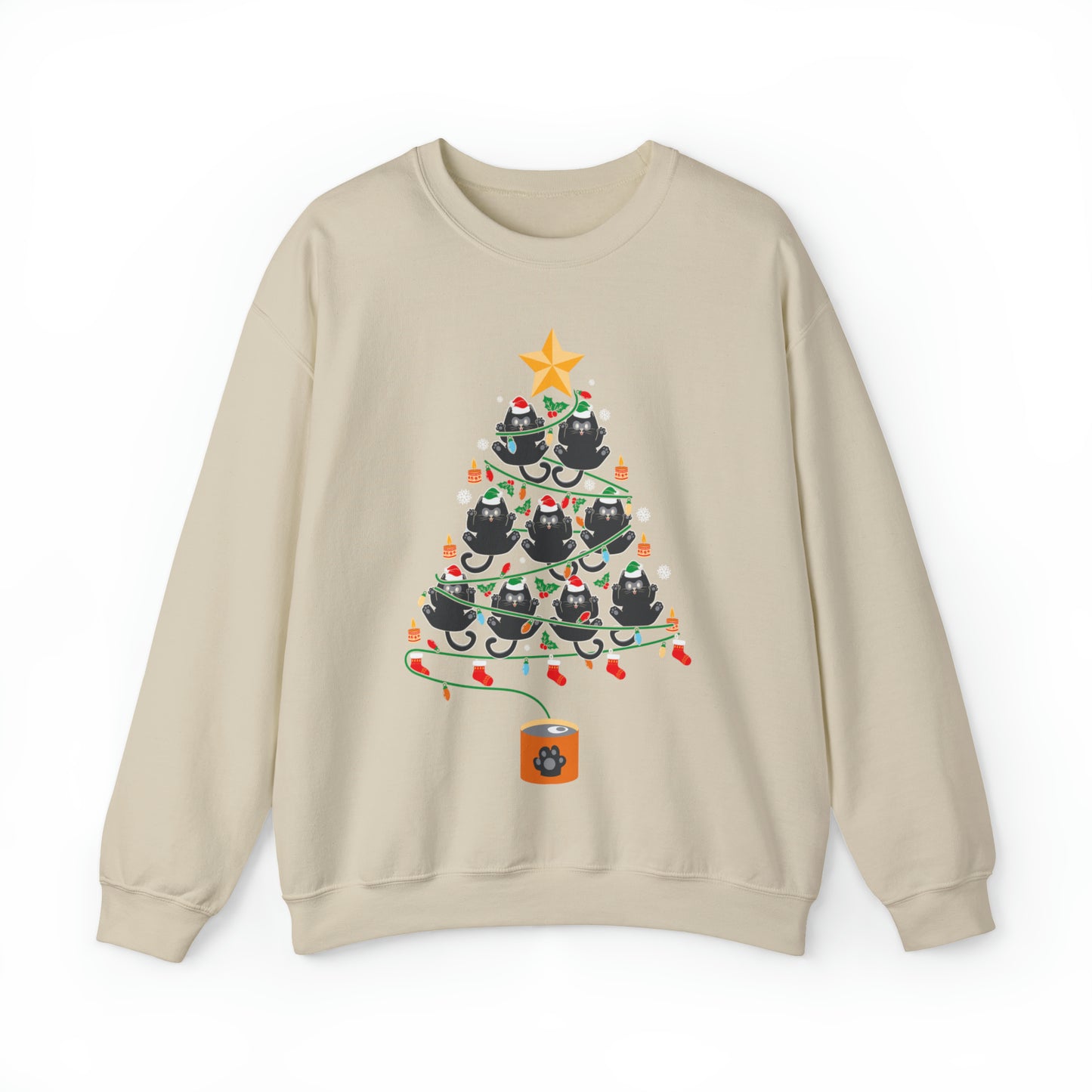 Black Cats Christmas Tree Christmas Sweatshirt