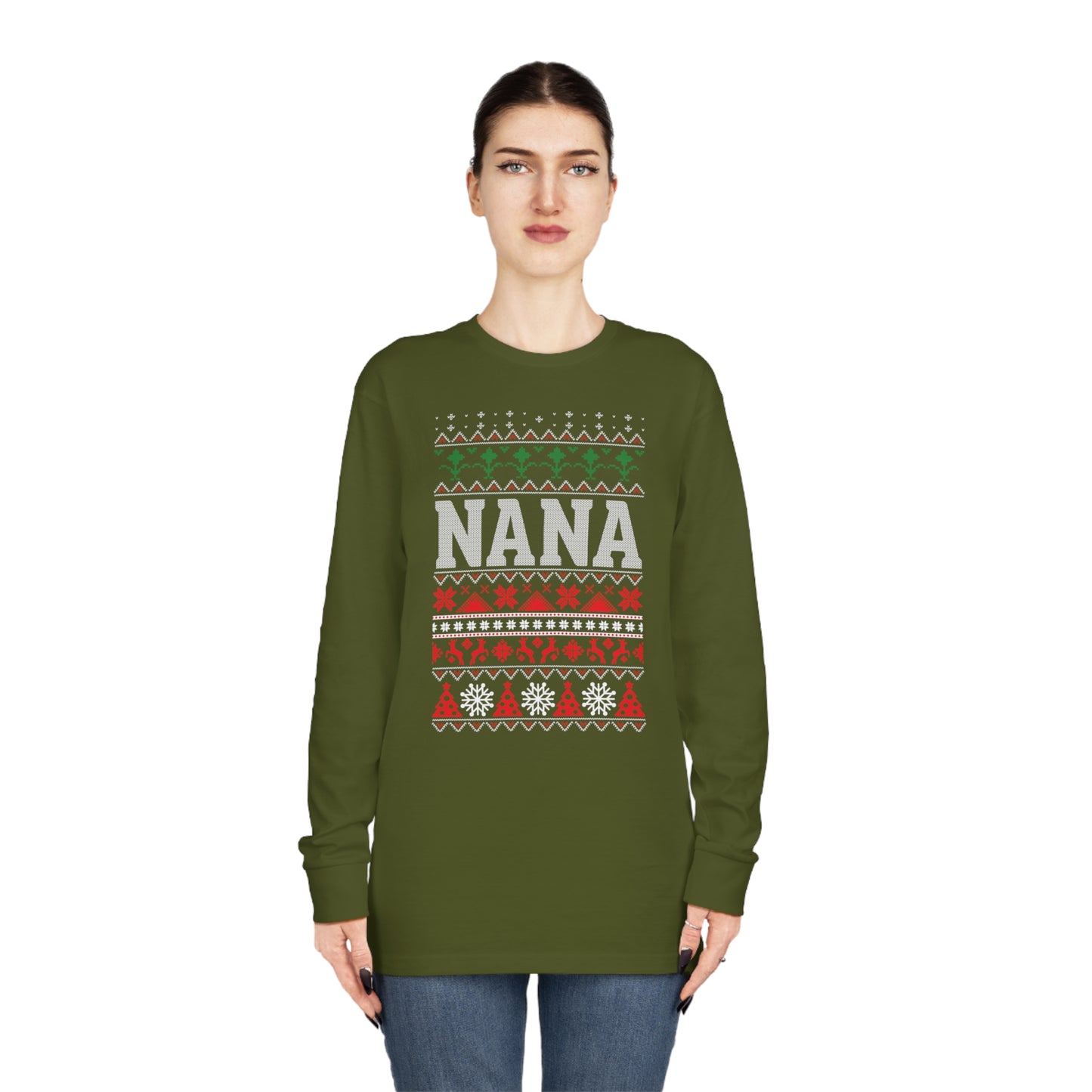 Nana Christmas Ugly Sweater Long Sleeve Tee