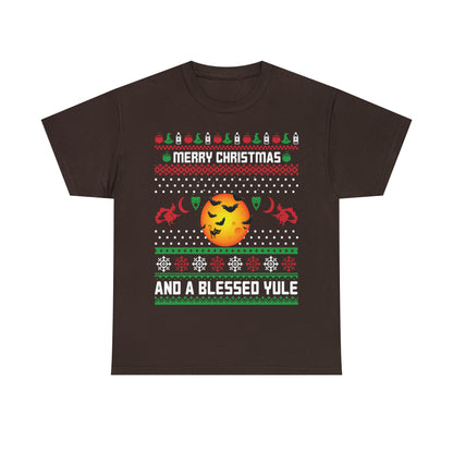 Merry Christmas and a Blessed Yule Christmas Ugly Sweater Short Sleeve Tee