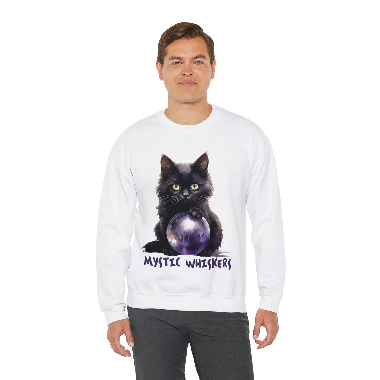 Mystic Whiskers Black Cat Halloween Sweatshirt