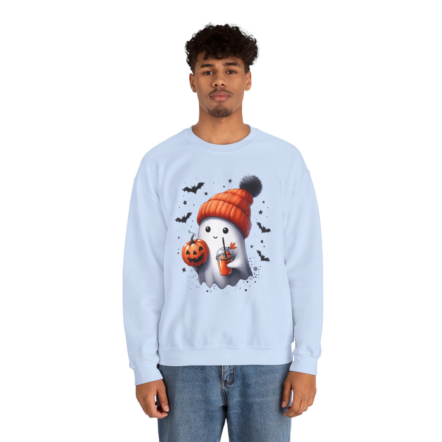 Cute Halloween Ghost With Hat Pumpkin Juice Sweatshirt