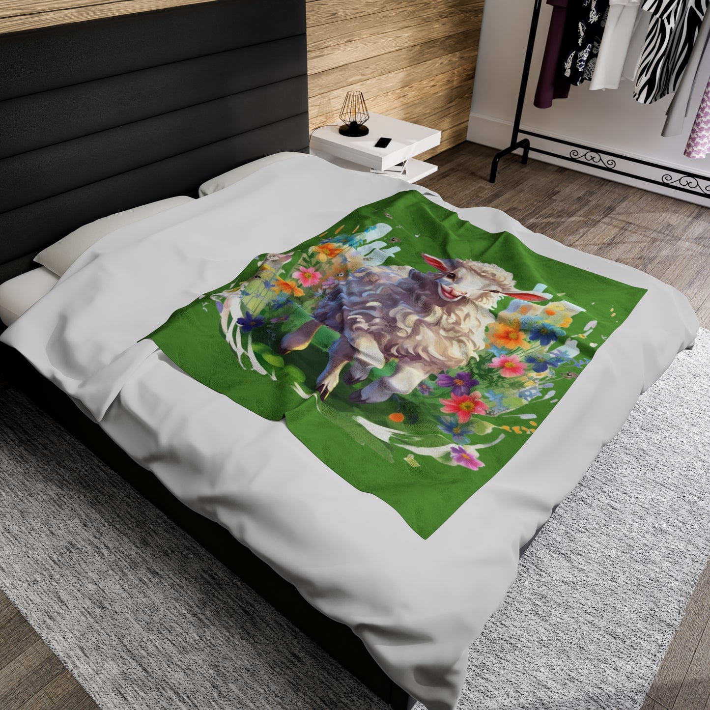 Sheep with Flowers Blanket