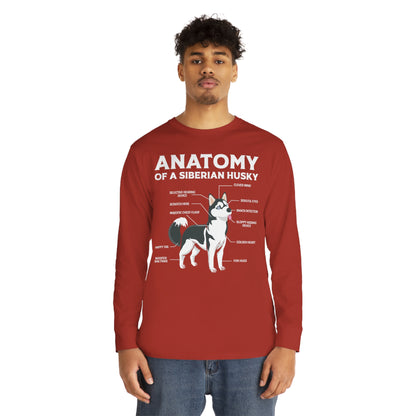 Anatomy of a Siberian Husky Dog Long Sleeve T-shirt