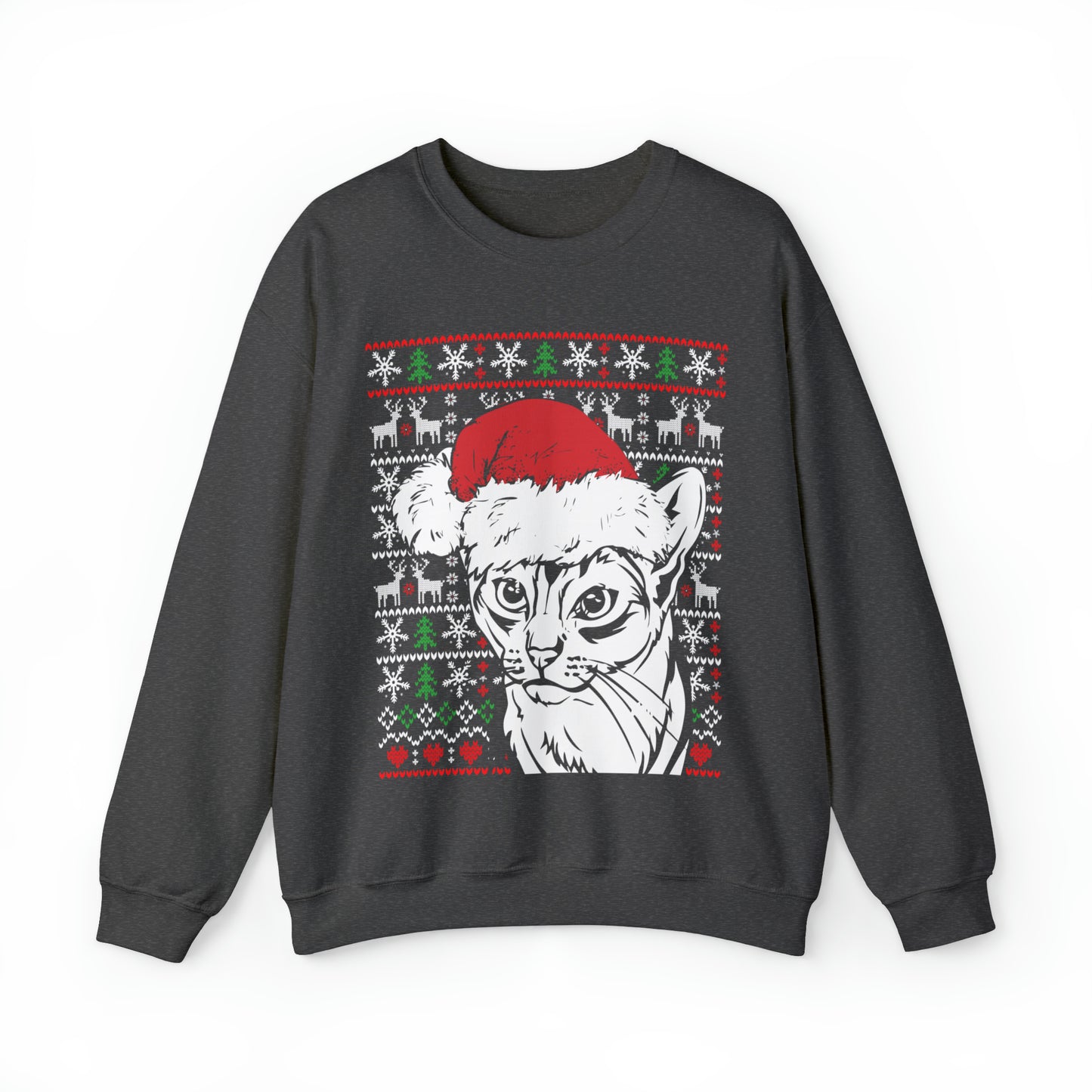 Cat in Santa Hat Christmas Ugly Sweater Sweatshirt
