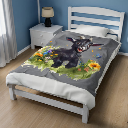 Watercolor Black Ram Lamb Blanket