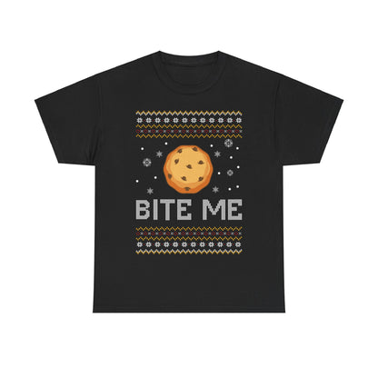 Cookie Bite Me Christmas Ugly Sweater Short Sleeve Tee