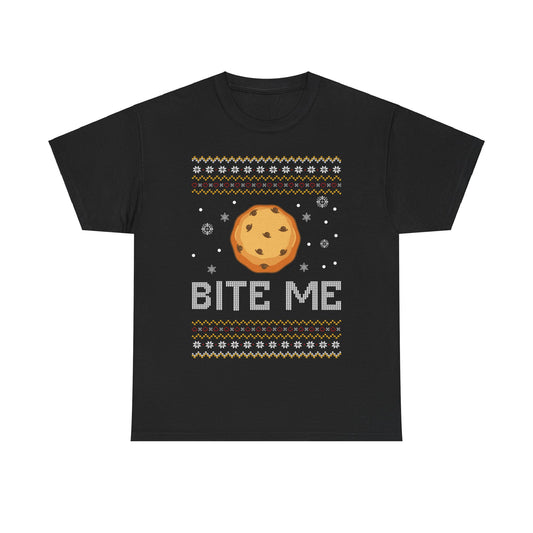 Cookie Bite Me Christmas Ugly Sweater Short Sleeve Tee