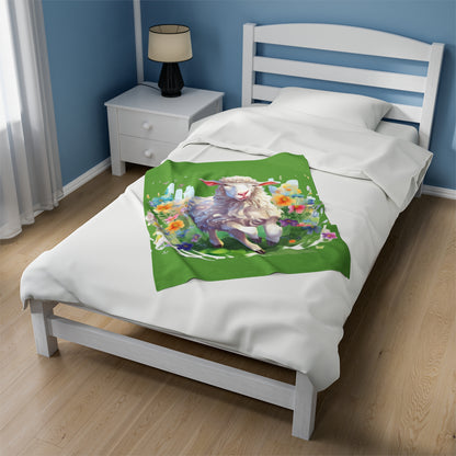 Sheep with Flowers Blanket