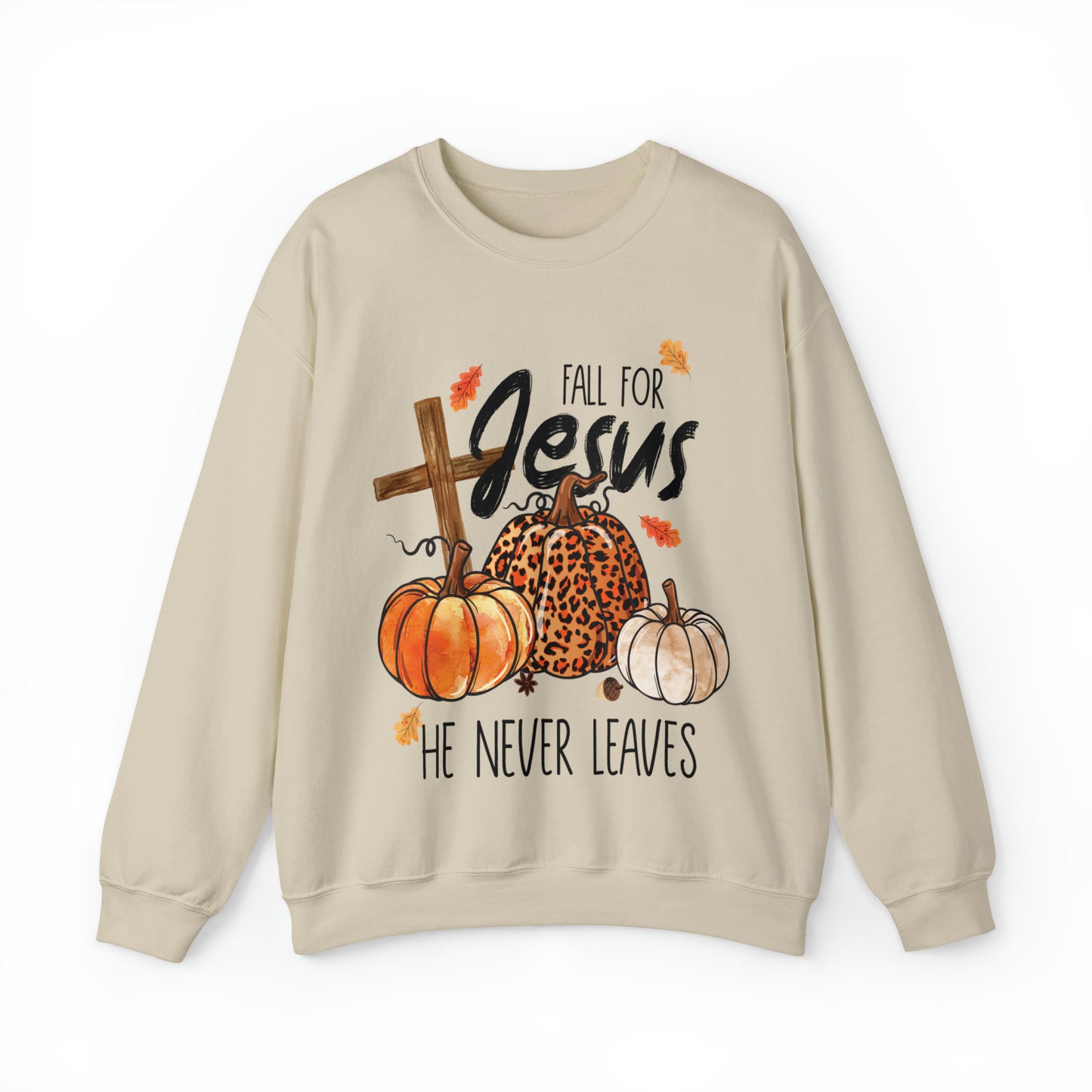 Fall For Jesus He Never Leaves Christian Halloween Sweatshirt