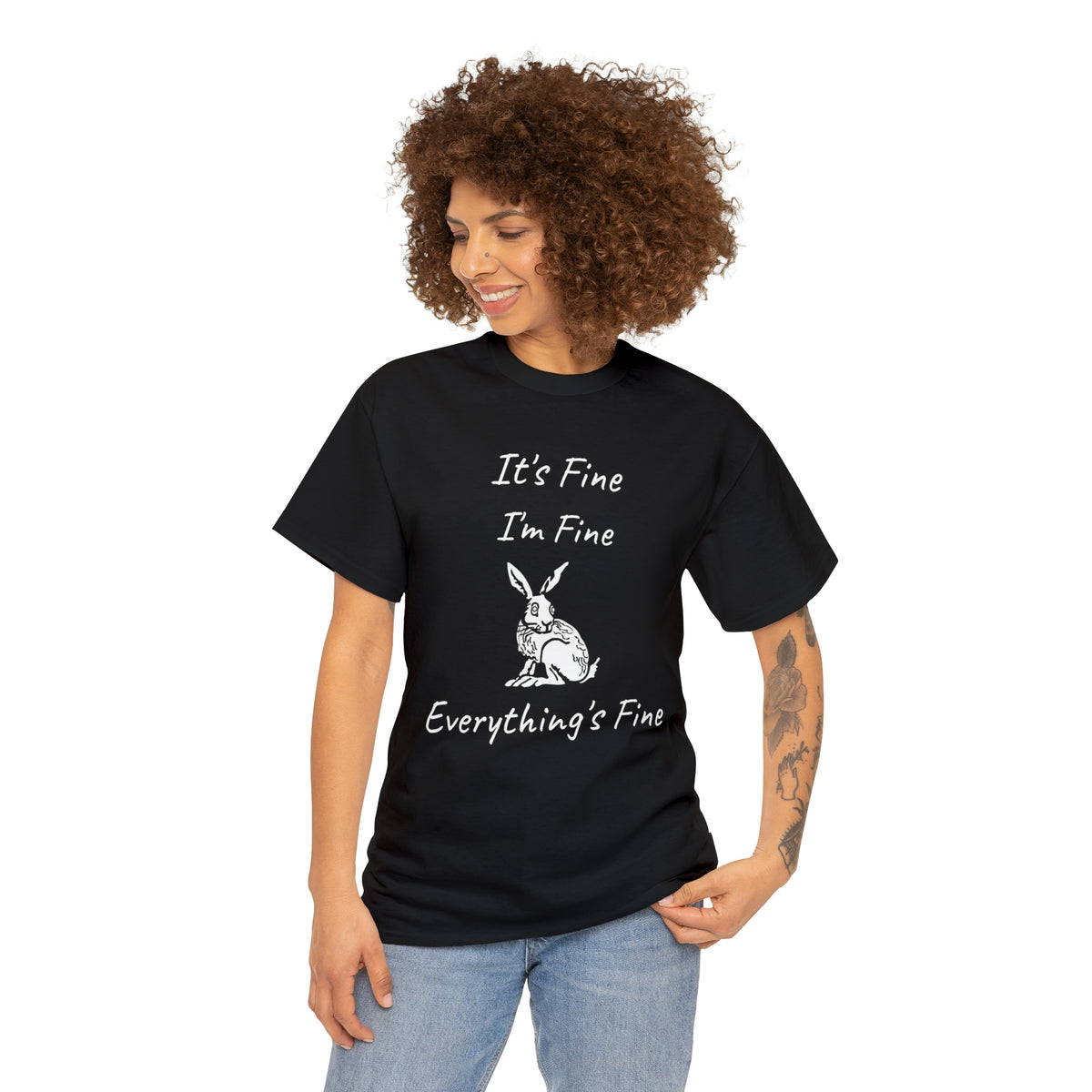 Its Fine Everythings Fine Rabbit Shirt Unisex Heavy Cotton Tee