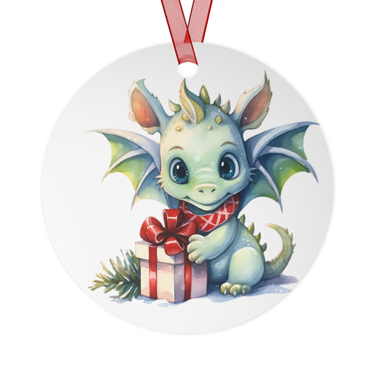 Cute Dragon with Present Ornament