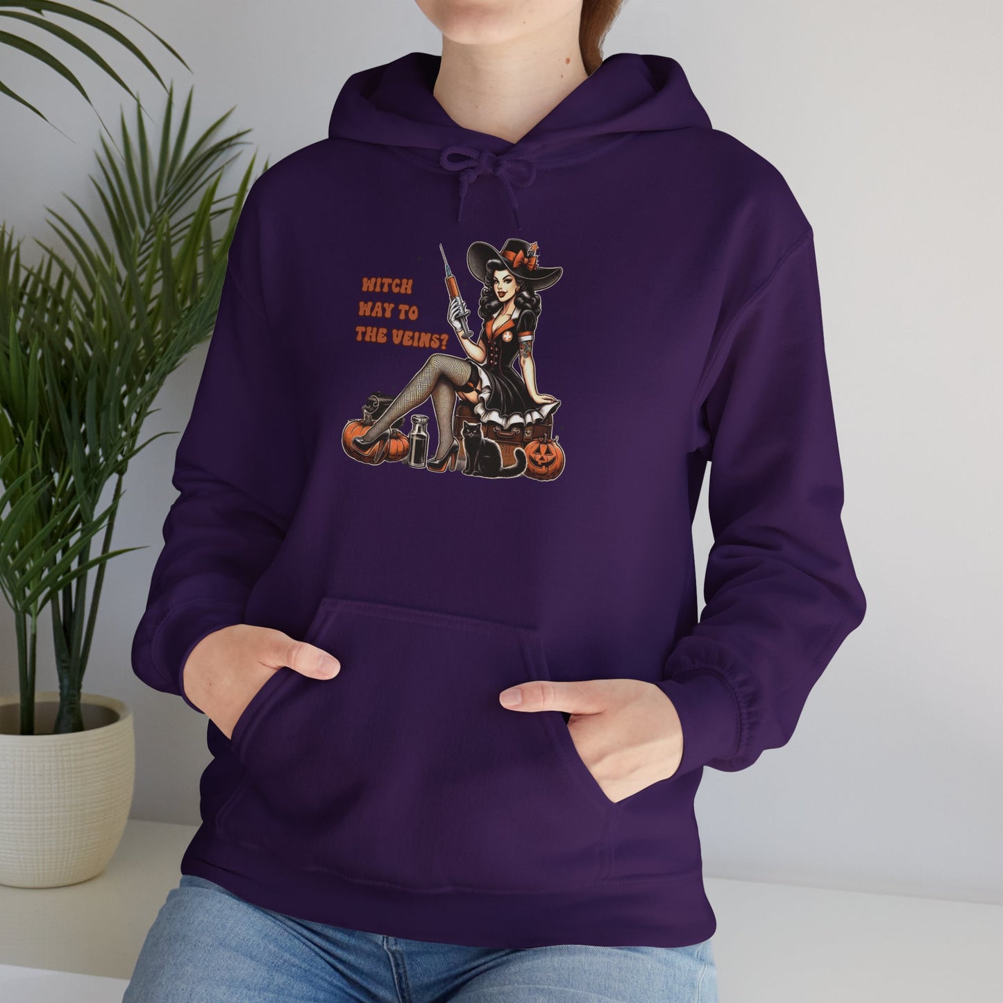 Phlebotomist Halloween Witch Way To The Veins Pullover Hoodie