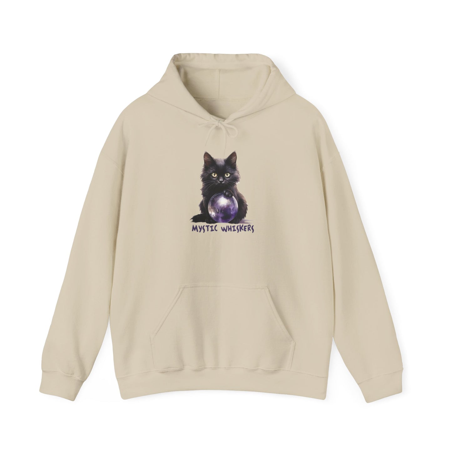 Mystic Whiskers Black Cat Halloween Pullover Hoodie