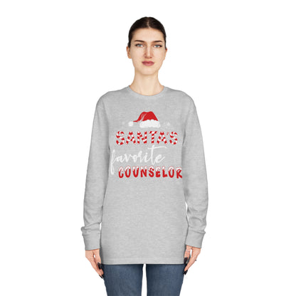 Santa's Favorite Counselor Christmas Long Sleeve Tee