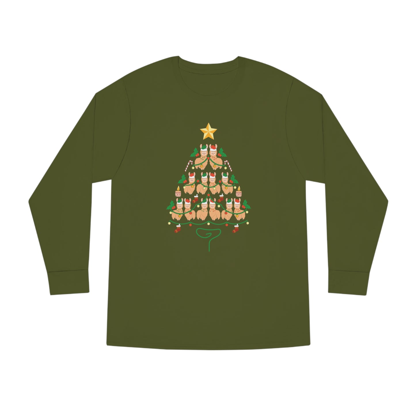 Llama Christmas Tree Christmas Long Sleeve Tee