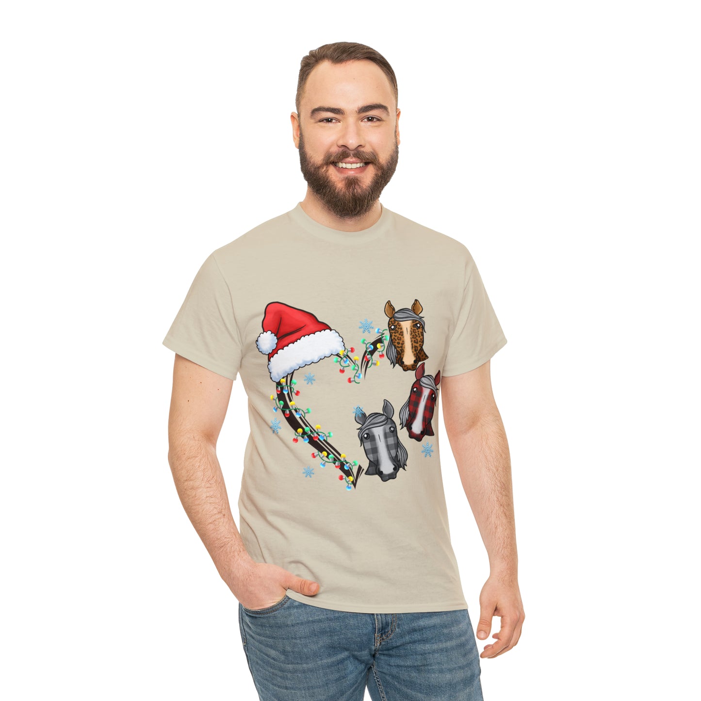 Horse Heart Wreath Christmas Short Sleeve Tee