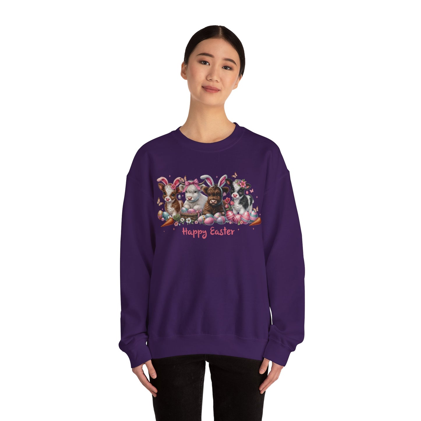 Easter Highland Cows with Bunny Ears Sweatshirt