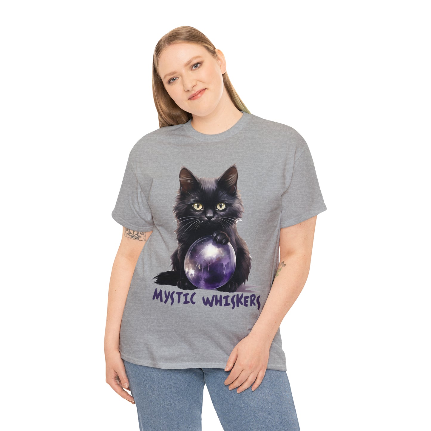 Mystic Whiskers Black Cat Halloween Short Sleeve Tee