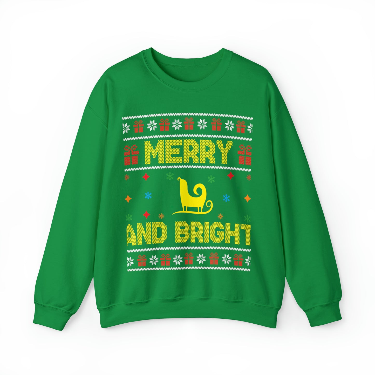 Merry and Bright Sleigh Christmas Ugly Sweater Sweatshirt