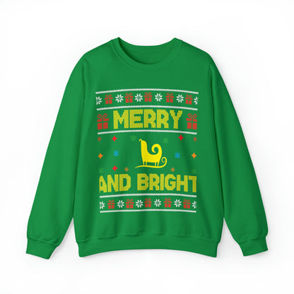 Merry and Bright Sleigh Christmas Ugly Sweater Sweatshirt