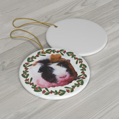 Abyssinian guinea pig Tri Color Christmas Ceramic Ornament