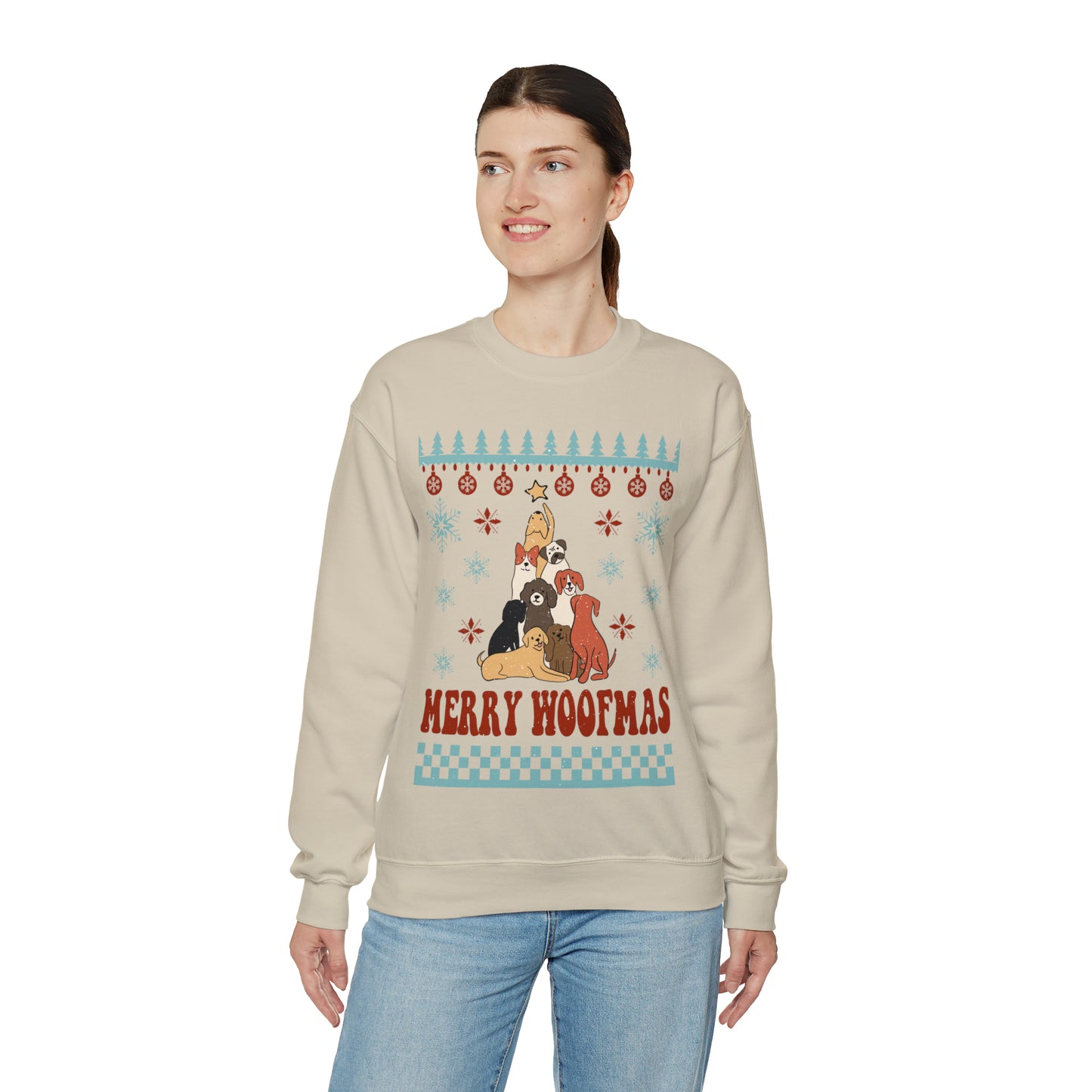 Merry Woofmas Dog Tree Christmas Ugly Sweater Sweatshirt