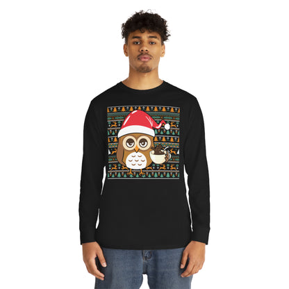 Owl in Santa Hat Ugly Christmas Sweater Long Sleeve T-shirt