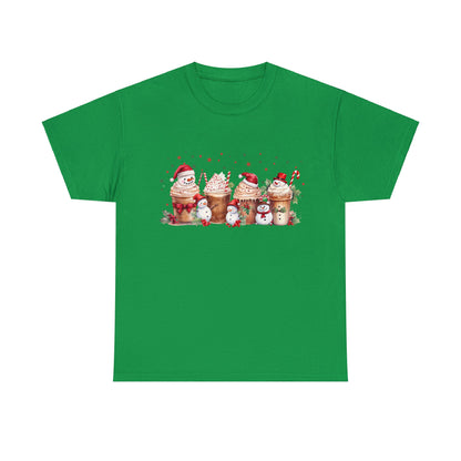 Snowmen Coffee Latte Christmas Short Sleeve Tee