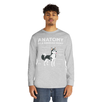 Anatomy of a Siberian Husky Dog Long Sleeve T-shirt