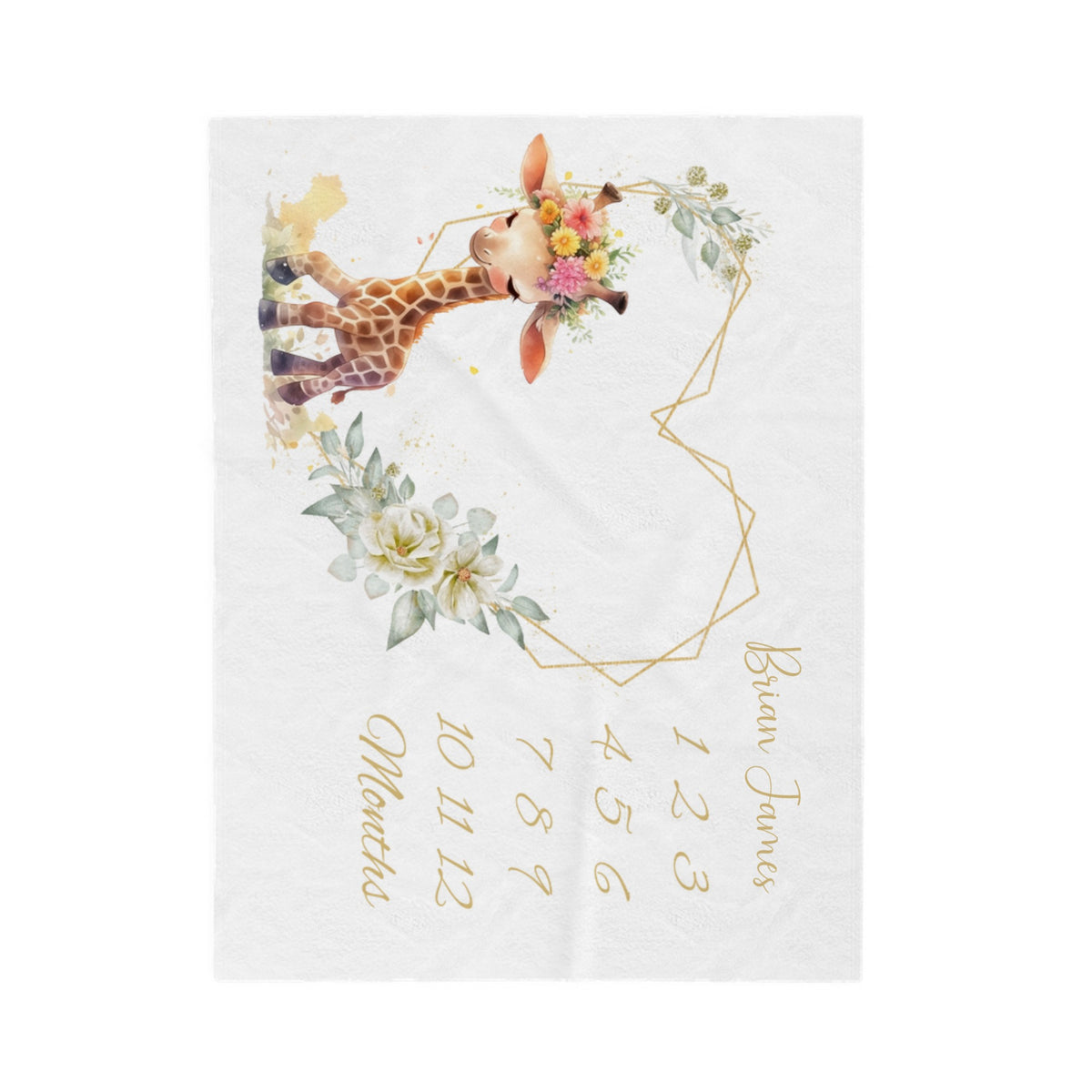 Personalized Giraffe Velveteen Plush Blanket