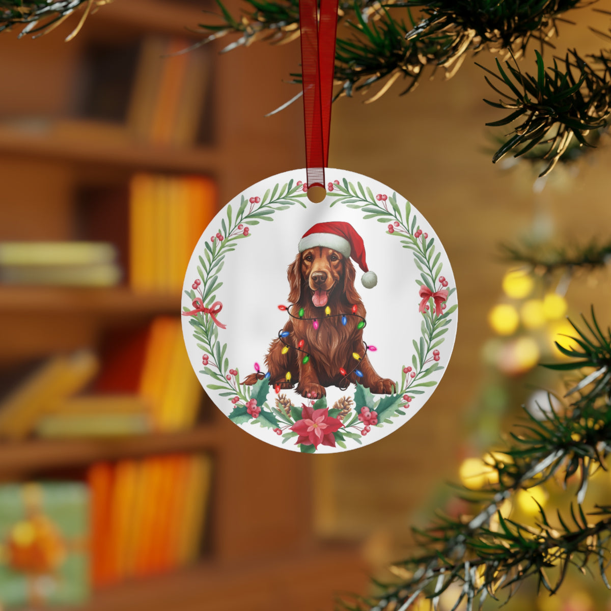 Irish Setter Dog in Lights Ornament