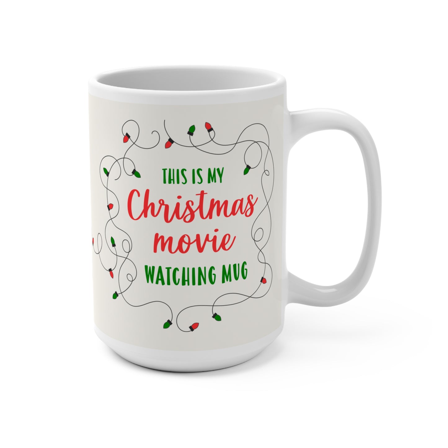 This is My Christmas Movie Watching Mug Red Truck Christmas Lights Mug 15oz