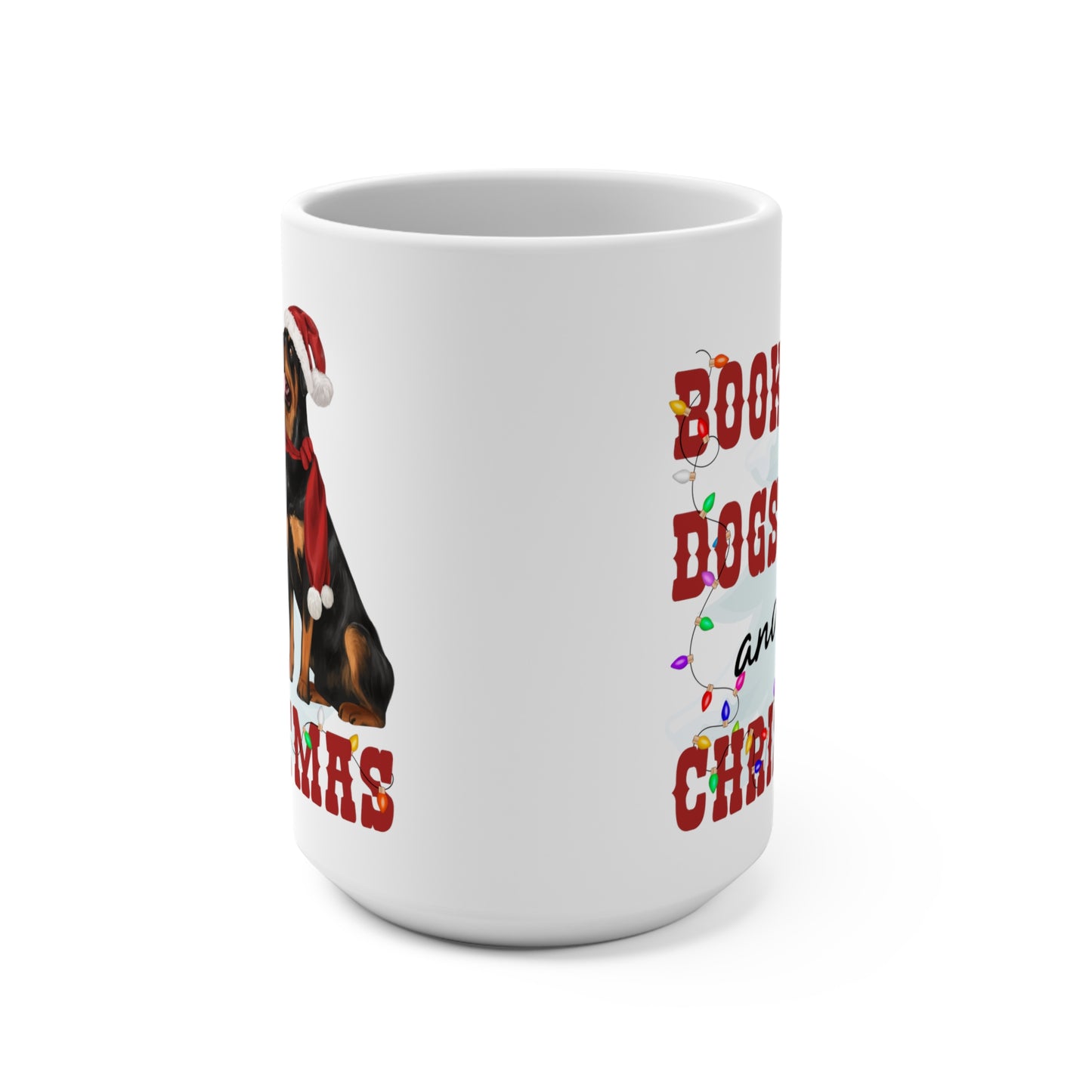 Books Dogs And Christmas Mug 15oz