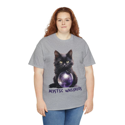 Mystic Whiskers Black Cat Halloween Short Sleeve Tee