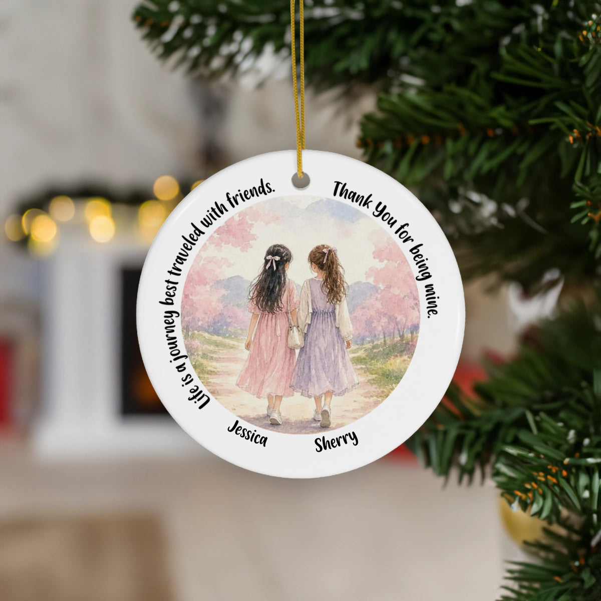 Personalized Life is a Journey Friend Ornament