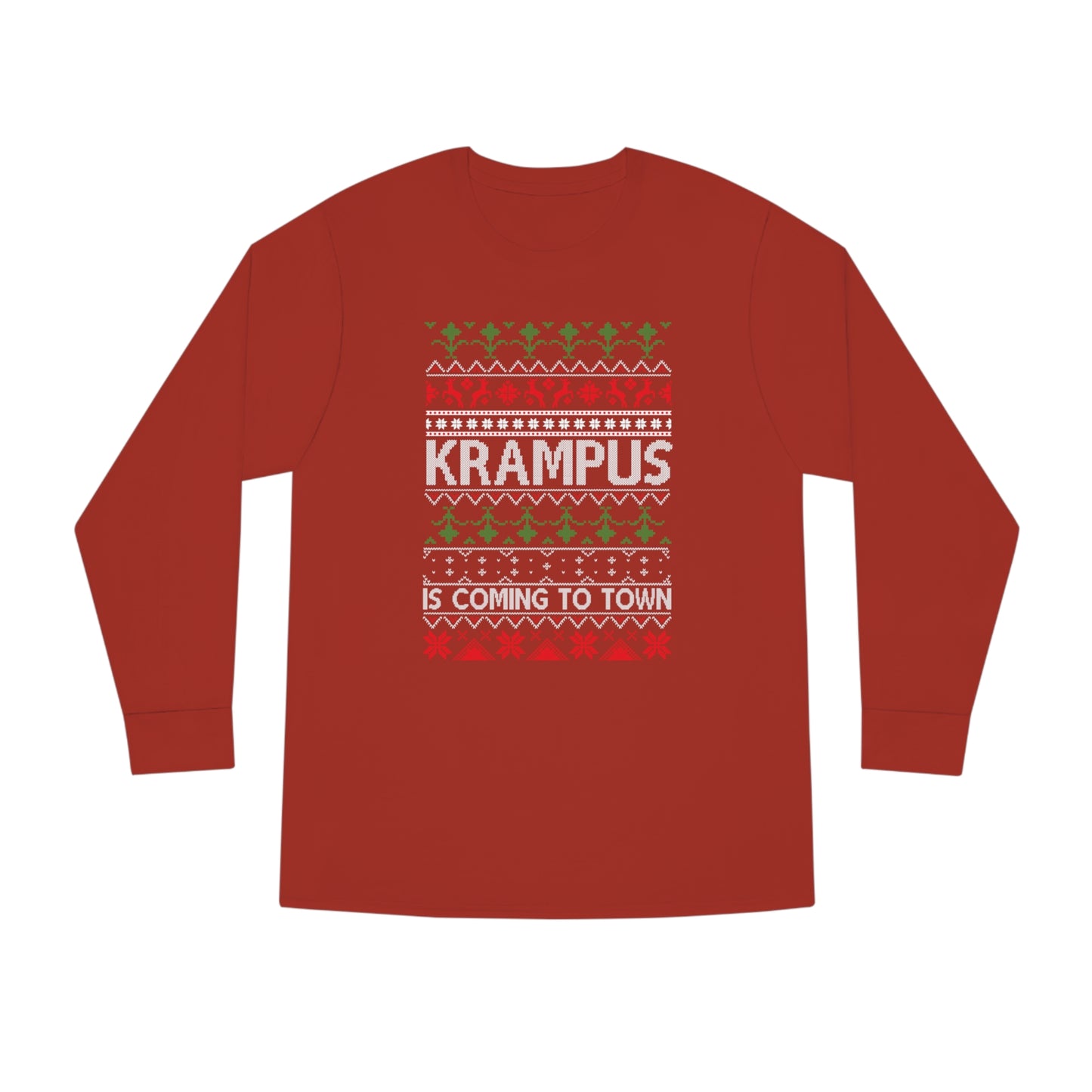 Krampus is Coming to Town Christmas Ugly Sweater Long Sleeve Tee