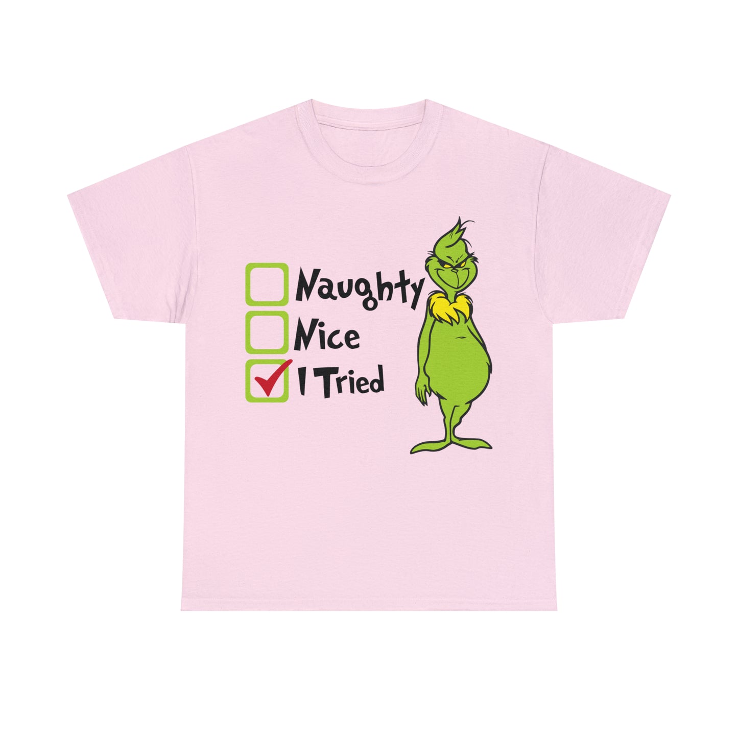 Naughty Nice I Tried Grinch Christmas Short Sleeve Tee