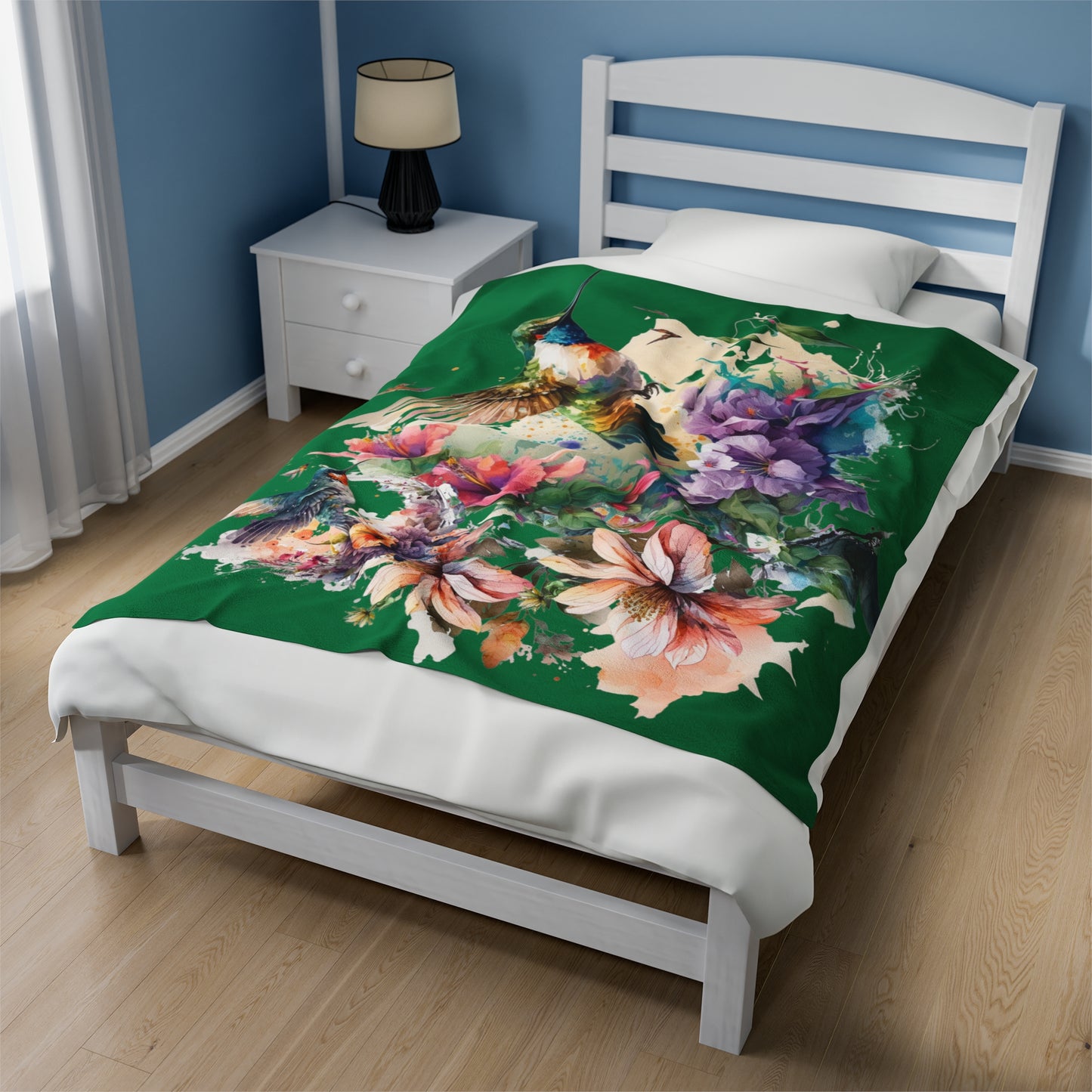 Hummingbirds with Flowers Blanket