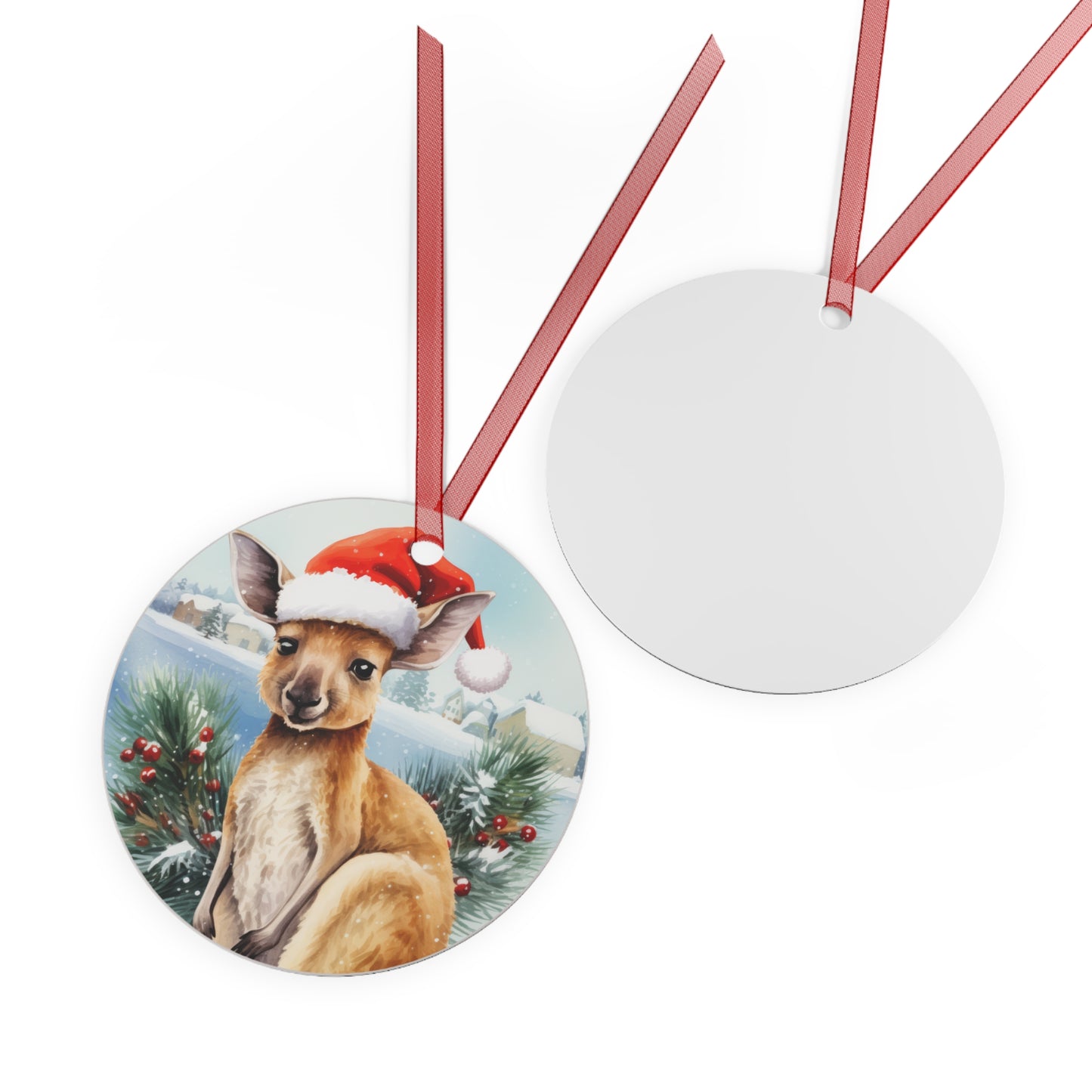 Kangaroo in Santa Hat Ornament