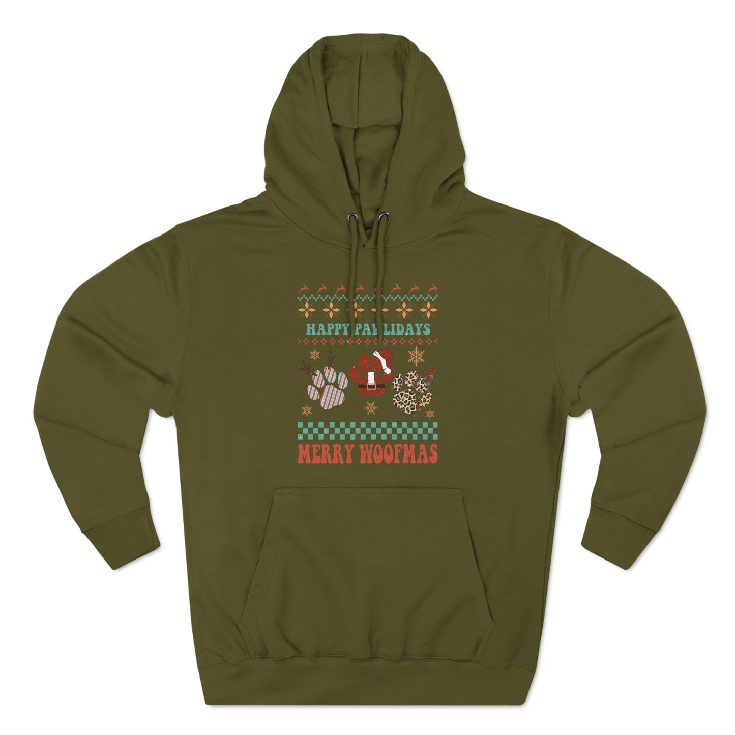 Happy Pawlidays Merry Woofmas Christmas Ugly Sweater Pullover Hoodie