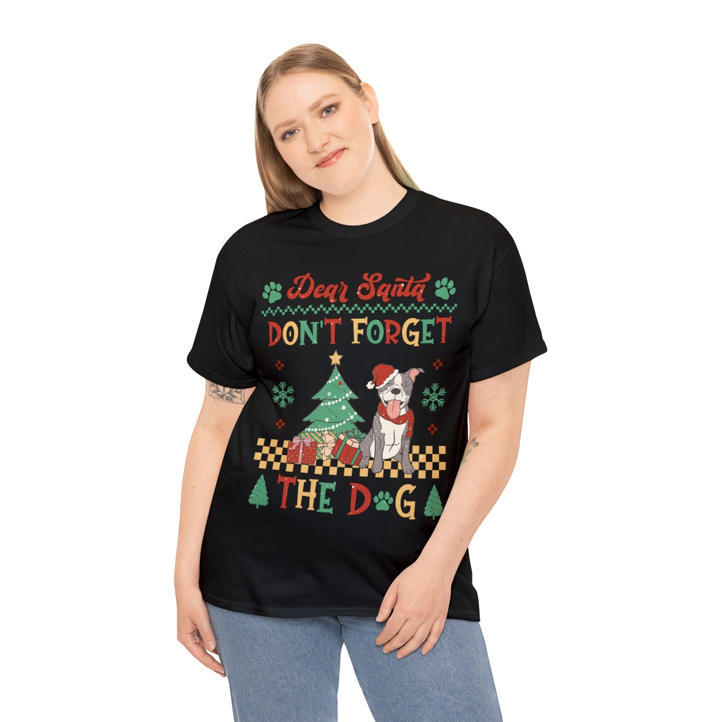 Dear Santa Don't Forget The Dog Christmas Ugly Sweater Short Sleeve Tee