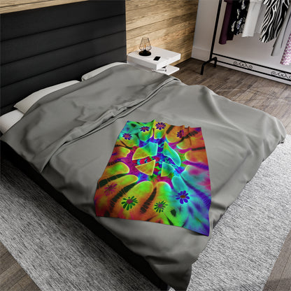 Tye Dye Rainbow Peace Sign Plush Blanket