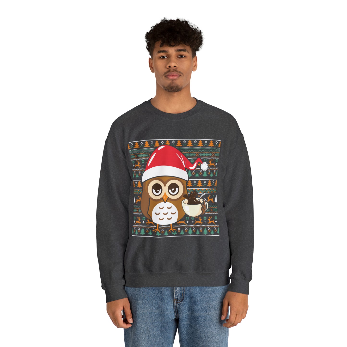 Owl in Santa Hat Ugly Christmas Sweater Sweatshirt