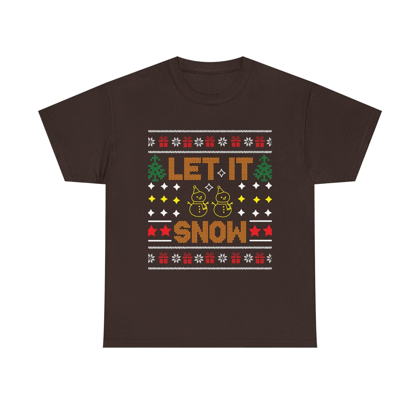 Let It Snow Snowmen Christmas Ugly Sweater Short Sleeve Tee