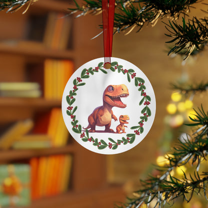 T-Rex Tyrannosaurus Rex Dinosaur Mom and baby Christmas Ornament