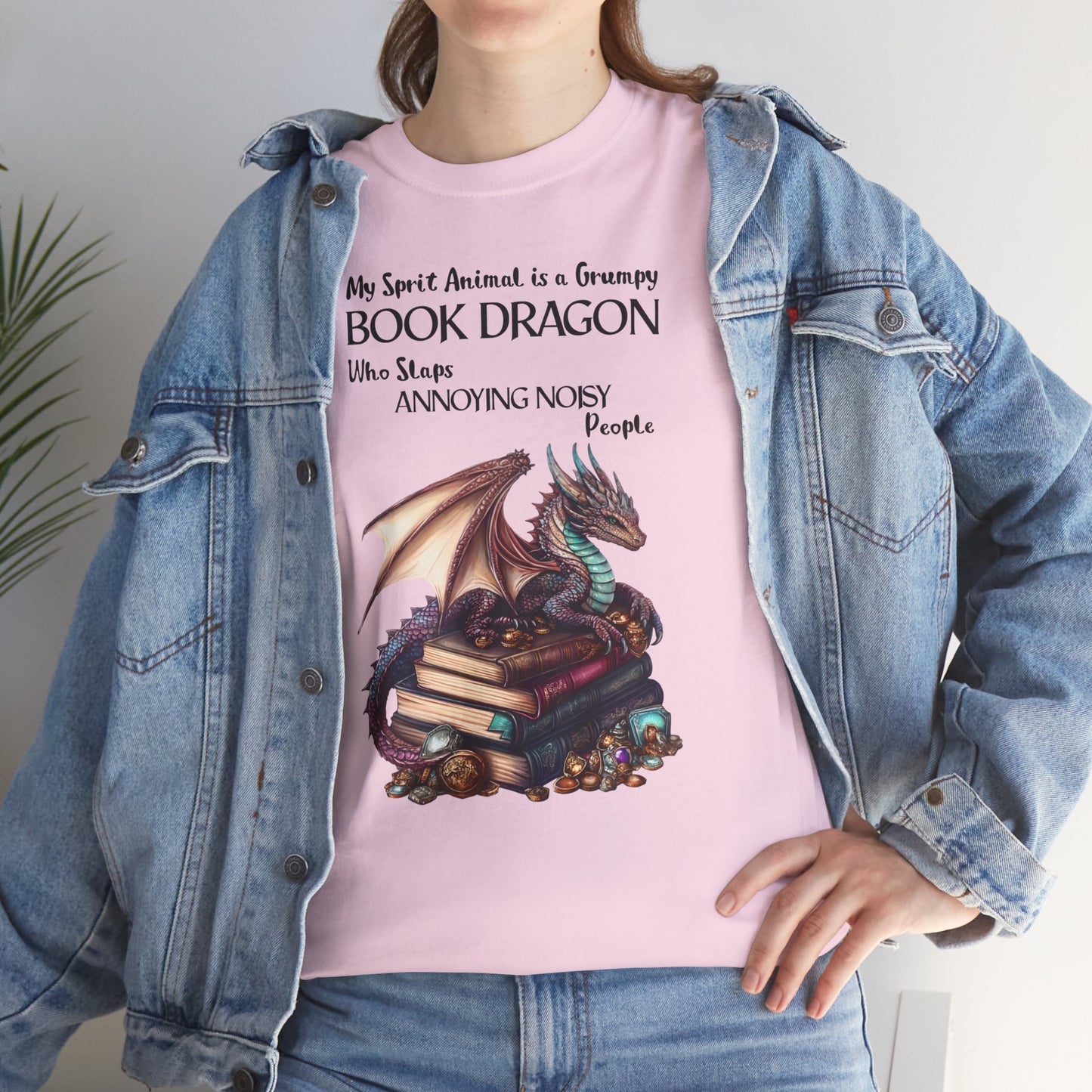 My Spirit Animal is a Grumpy Book Dragon Short Sleeve Tshirt