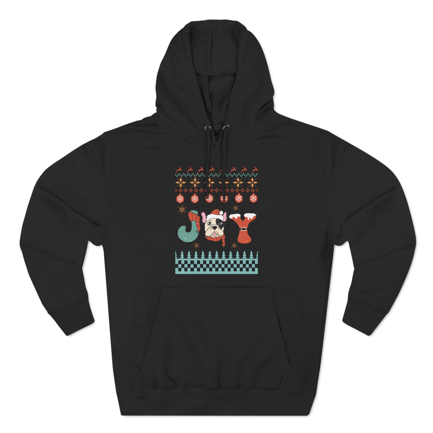 Joy French Bulldog Frenchie Dog Christmas Ugly Sweater Pullover Hoodie