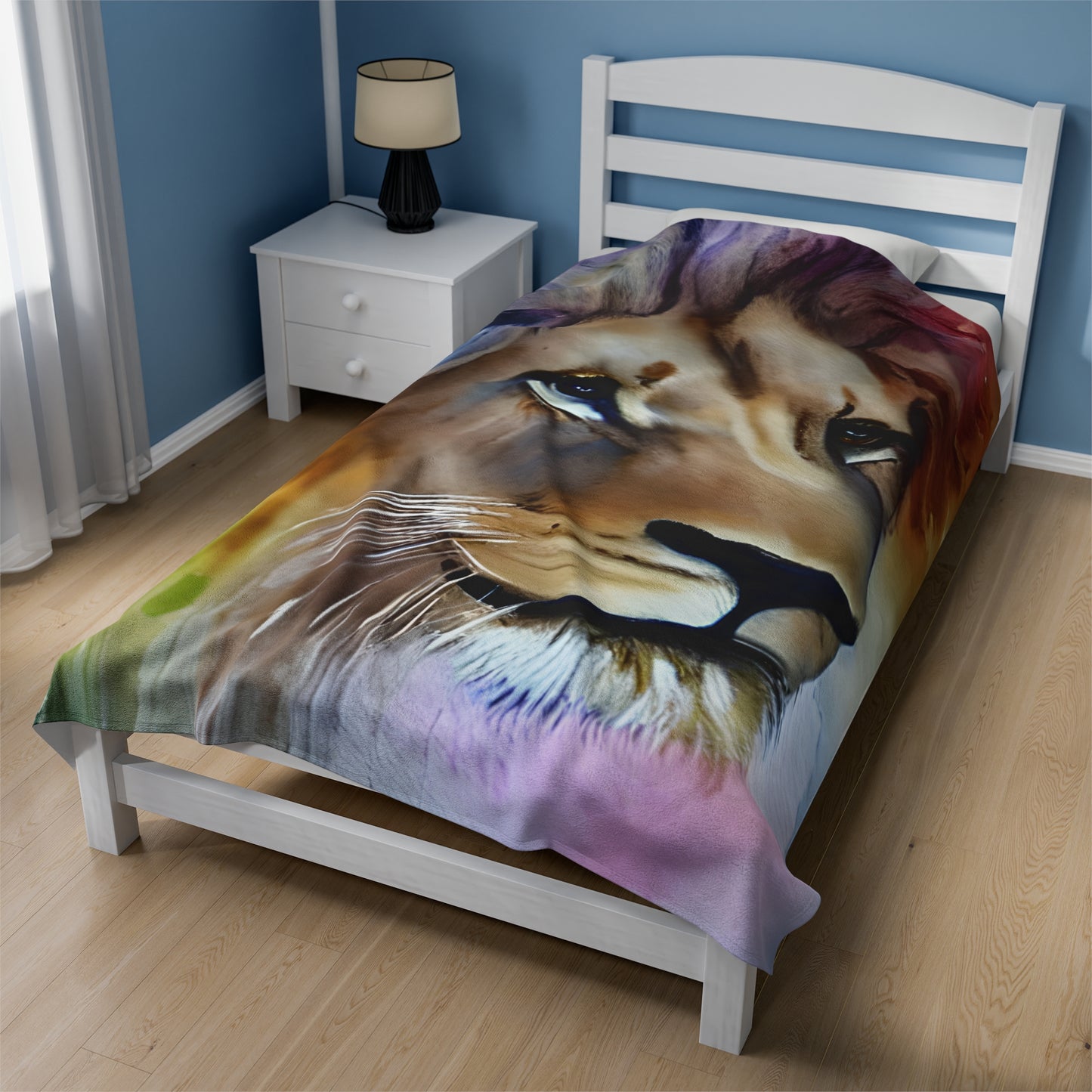 Lion Rainbow Head Blanket